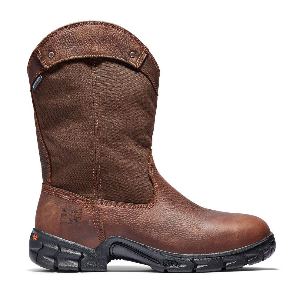 Timberland Μποτακια Εργασίας Ανδρικα Καφε - Pro® Excave Steel Toe Wellington - Greece 9284360-PB